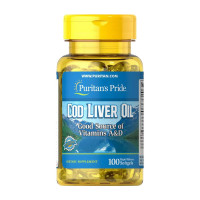 Добавка для здоров'я, Cod Liver Oil vitamins A&D, Puritan's Pride, 100 капсул