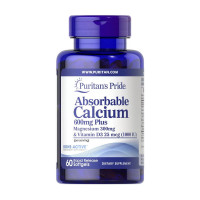 Магний, Absorbable Calcium 600 mg Plus Magnesium 300 mg & Vitamin D3 25 mcg, Puritan's Pride, 60 капсул