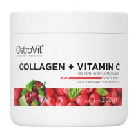 Колаген, Collagen + Vitamin C, OstroVit, 200 г (Малиновий лимонад з м'ятою)