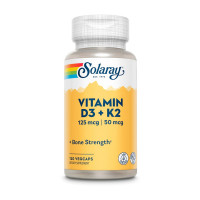 Витамины, Vitamin D3+K2 (soy free), Solaray, 120 капсул