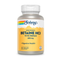 Добавка для здоровья, Betaine HCL with pepsin 650 mg, Solaray, 100 капсул