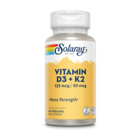 Витамины, Vitamin D3+K2 (soy free), Solaray, 60 капсул