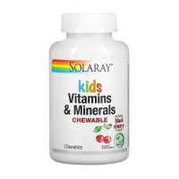 Вітаміни, Kids Vitamins & Minerals, Solaray, 60 жувальних таблеток (Чорна черешня)
