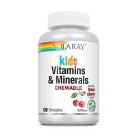 Вітаміни, Kid`s Vitamin & Minerals, Solaray, 120 жувальних таблеток (Чорна черешня)