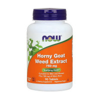 Добавка для здоров'я, Horny Goat Weed Extract 750 mg, NOW, 90 таблеток