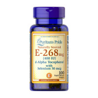 Селен, Vitamin E-268 mg natural (400 IU) alpha tocopheryl with selenium 50 mcg, Puritan's Pride, 100 капсул