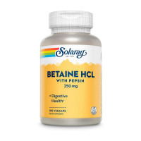 Добавка для здоров'я, Betaine HCL with pepsin 250 mg, Solaray, 180 капсул