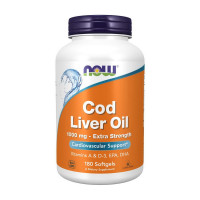 Добавка для здоров'я, Cod Liver Oil 1000 mg Extra Strength, NOW, 180 капсул
