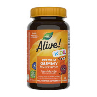 Мультивитамины, Alive! Kids Premium Gummy Multivitamin, Nature's Way, 90 жевательных конфет (Вишня, апельсин и виноград)