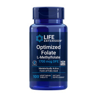 Витамины и минералы, Optimized Folate L-Methylfolate 1700 mcg DFE, Life Extension, 100 таблеток