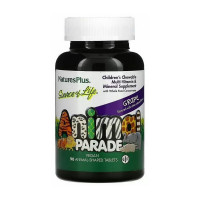 Витамины, Animal Parade Children's Multi-vitamin & Mineral, Natures Plus, 90 таблеток (Виноград)