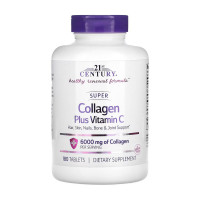 Колаген, Collagen + Vitamin C, 21st Century, 180 таблеток