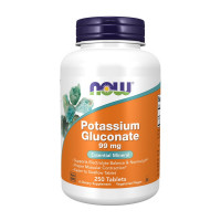 Витамины и минералы, Potassium Gluconate 99 mg, NOW, 250 таблеток