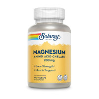Магний, Magnesium Amino Acid Chelate 200 mg, Solaray, 100 капсул