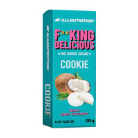 Протеїновий батончик, Fit King Delicious Cookie, All Nutrition, 128 г (Молочний з кокосом)