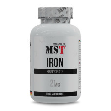 Железо, Iron Bisglycinate 21 mg, MST, 120 капсул