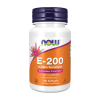Витамины и минералы, E-200 (134 mg) With d-alpha Tocopherols, NOW, 100 капсул