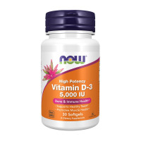 Вітаміни, Vitamin D-3 5000 IU, NOW, 30 капсул