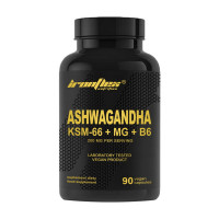 Ашваганда, Ashwagandha KSM-66+MG+B6 200 mg, IronFlex, 90 капсул