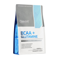 BCAA, BCAA+Glutamine, OstroVit, 1 кг (Клубника с ягодами)