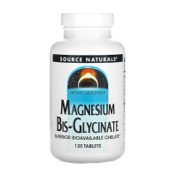 Магній, Magnesium Bisglycinate Powder, Source Naturals, 120 таблеток