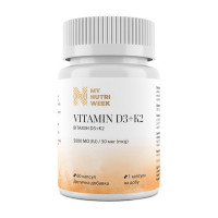 Витамины, Vitamin D3+K2 5000 IU 50 mcg, My Nutri Week, 60 капсул