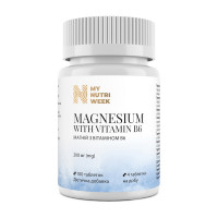 Магній, Magnesium with Vitamin B6 200 mg, My Nutri Week, 100 таблеток