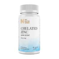 Цинк, Chelated Zinc 30 mg, My Nutri Week, 100 капсул