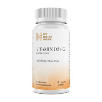 Витамины, Vitamin D3+K2 1000 IU (50 mcg), My Nutri Week, 120 капсул