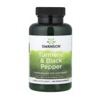 Добавка для здоров'я, Turmeric & Black Pepper, Swanson, 90 капсул