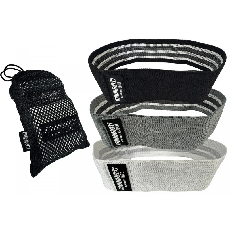 Набір для фітнесу EasyFit “Сила і Контроль 2в1”. Склад набору: тканинні гумки (еспандери) для фітнесу (3в1) + набірні обтяжувачі для ніг і рук EasyFit (вага 0,5-2,5 кг), Сірий