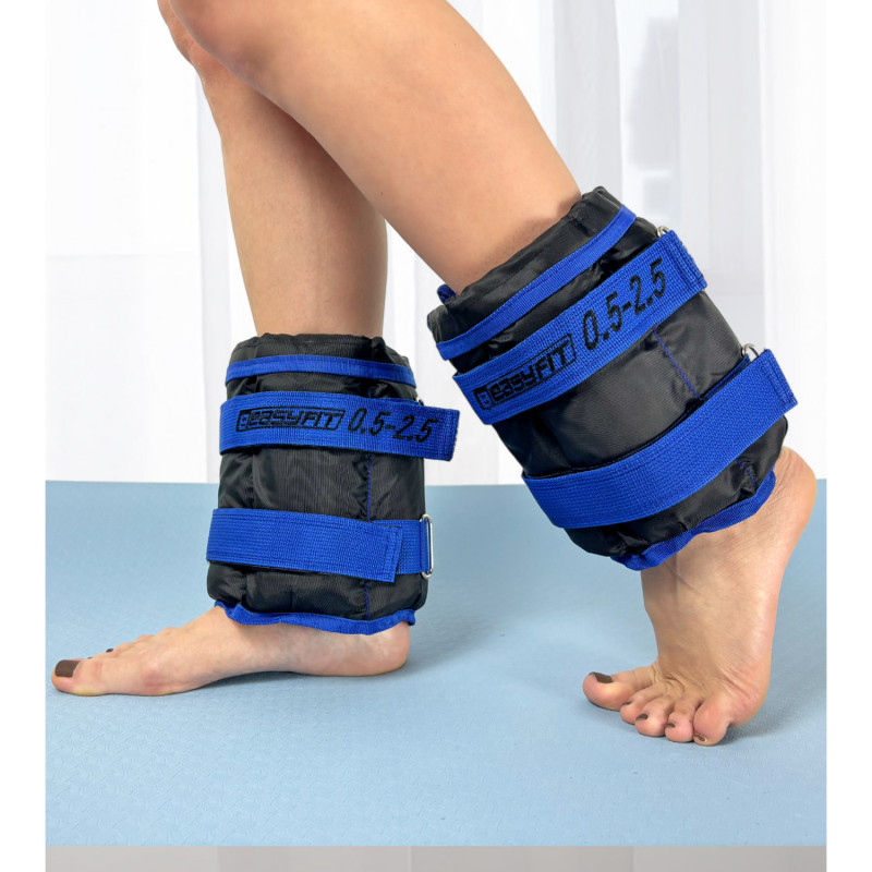 Набір для тренувань EasyFit №4 “Сила і Гармонія 2в1”. Склад набору: двошаровий килимок EasyFit (з чохлом) + набірні обтяжувачі для ніг і рук EasyFit (вага 0,5-2,5 кг)